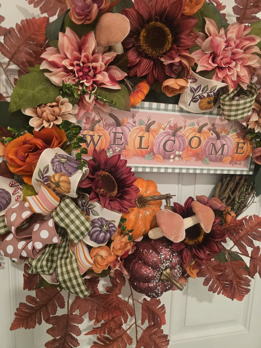 Autumn Floral Welcome Wreath - Orange & Rust Fall